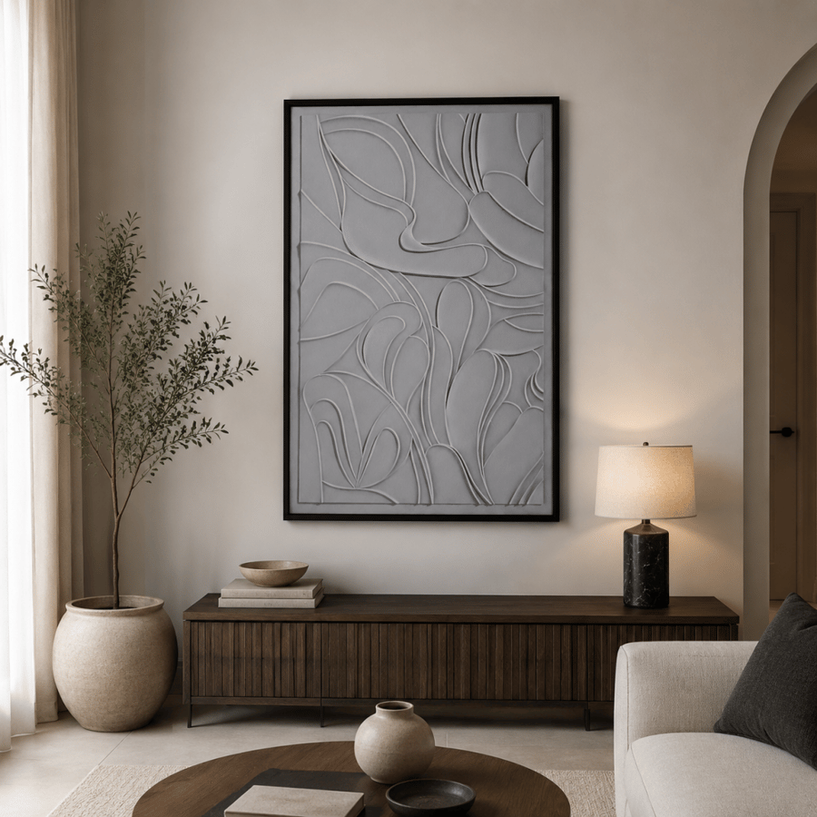 لوحة فنية راقية بإطار أسود مقاس 120 × 80 سم