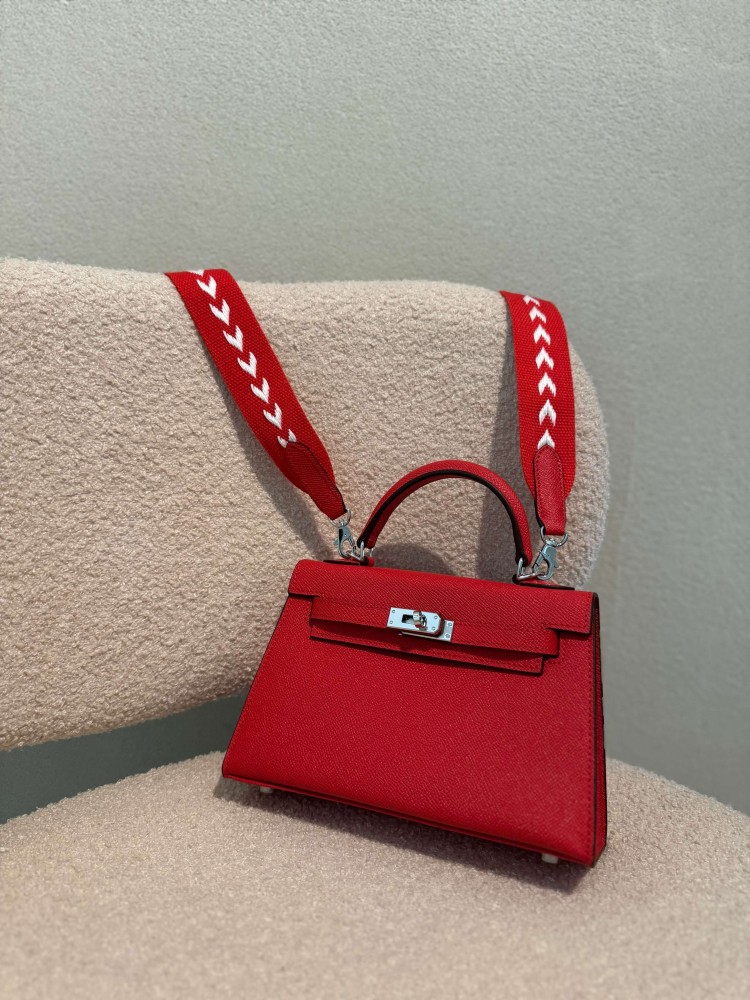 كيلي أحمر هاردوير فضي - 2 Strap مقاس 22