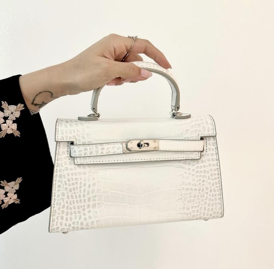 Kylie crocodile white hardware silver