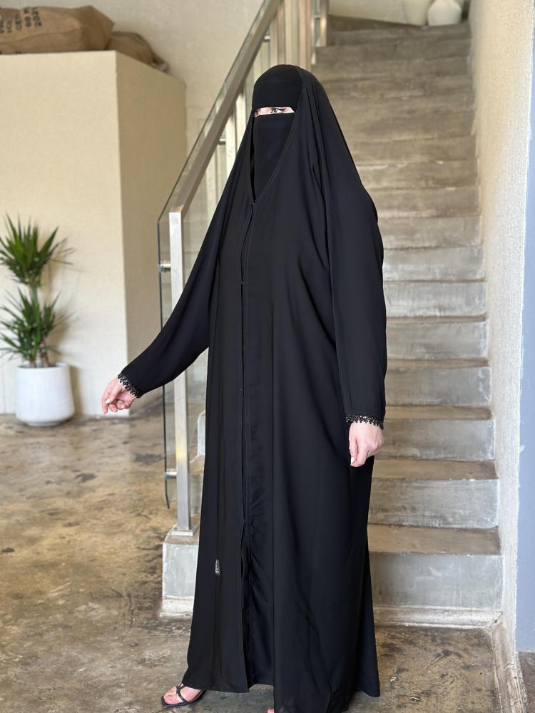 Full head abaya with crystal buttons, Galaxy fabric