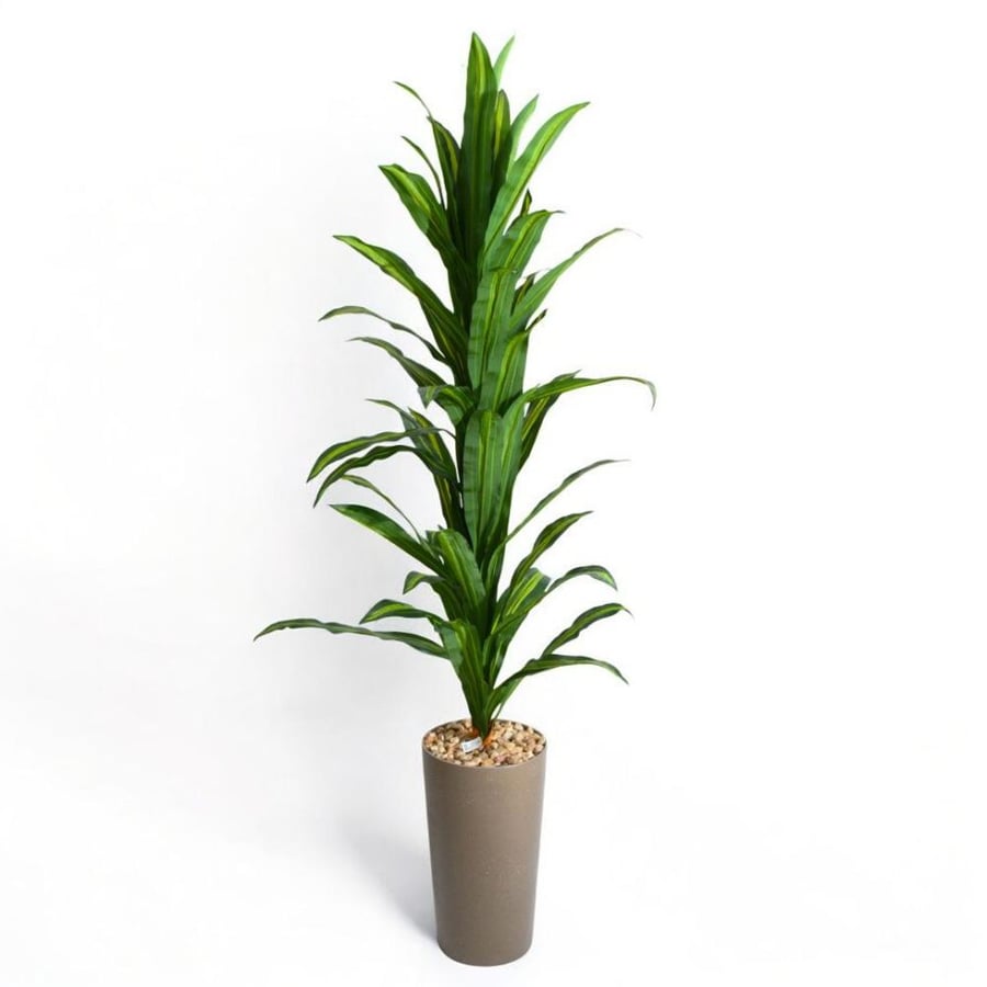 Artificial corn leaf tree in a corner