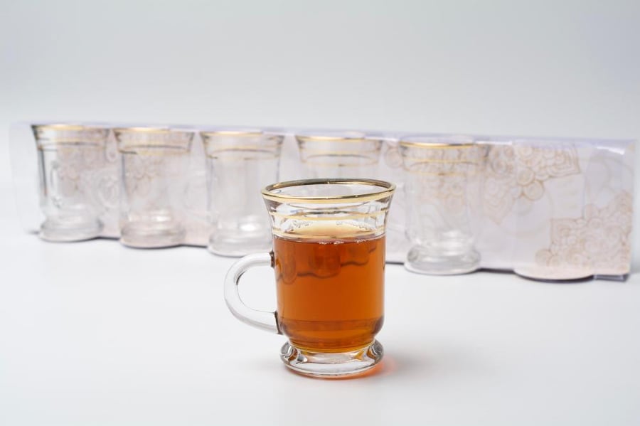 طقم كاسات شاي 6حبة خط ذهبي