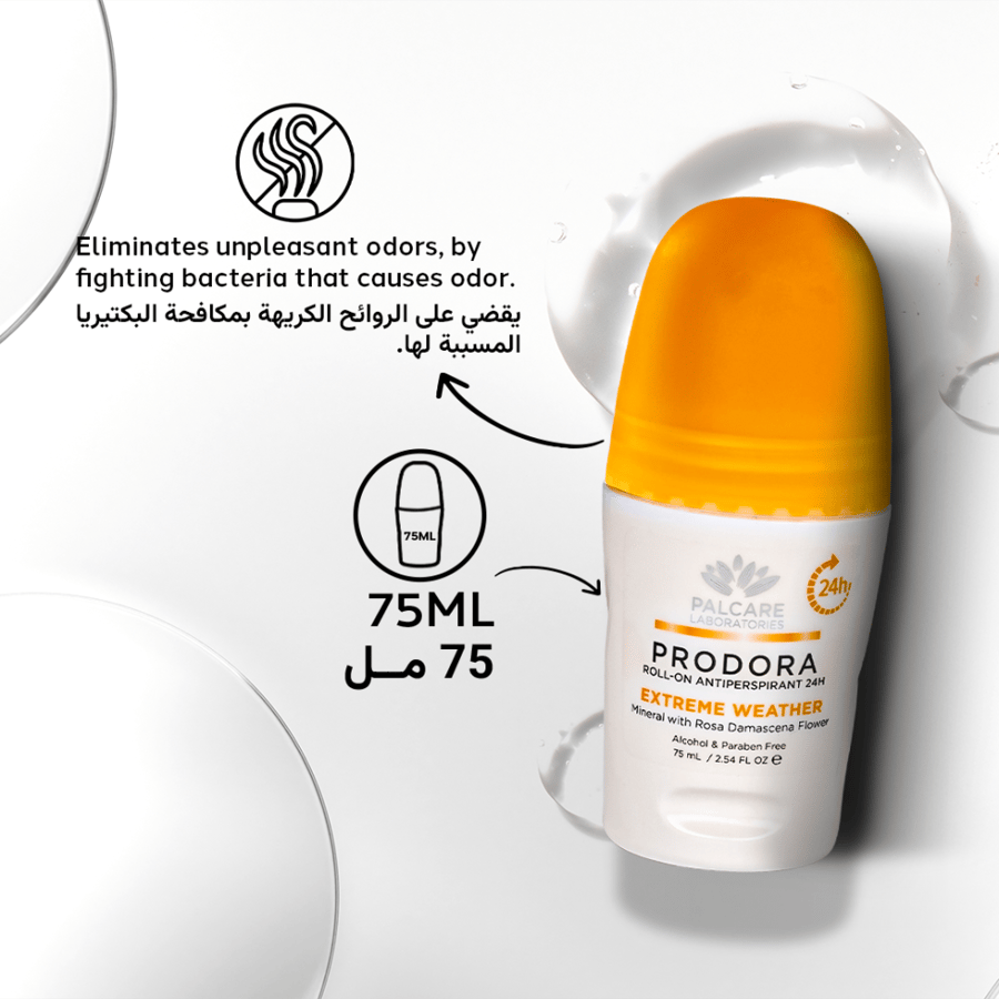 Prodora Extreme Weather Roll-On Deodorant for 24-Hour Protection, 75ml