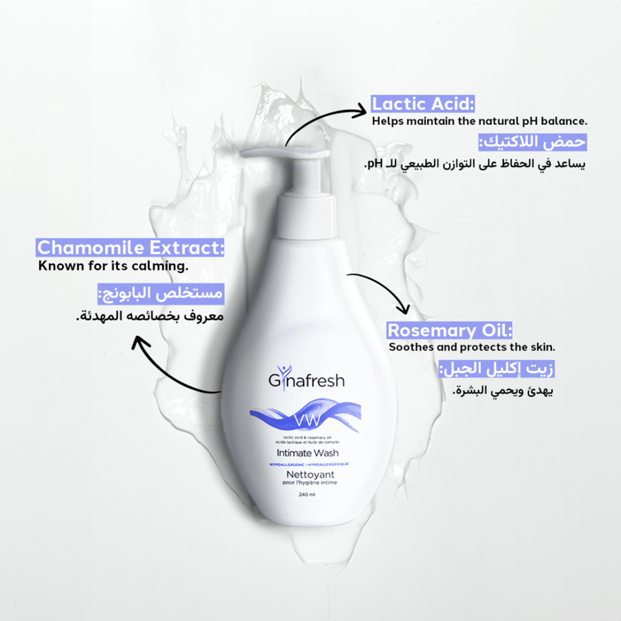 Gynafresh pH-Balanced Intimate Cleanser with Lactic Acid, 240ml