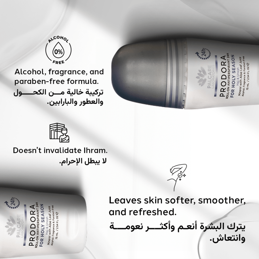 Prodora Holy Season Roll-On Deodorant for Hajj & Umrah, Alcohol-Free, 75ml