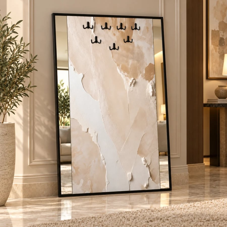لوحة ديكورية بمرآة وخطافات – تصميم عصري أنيق