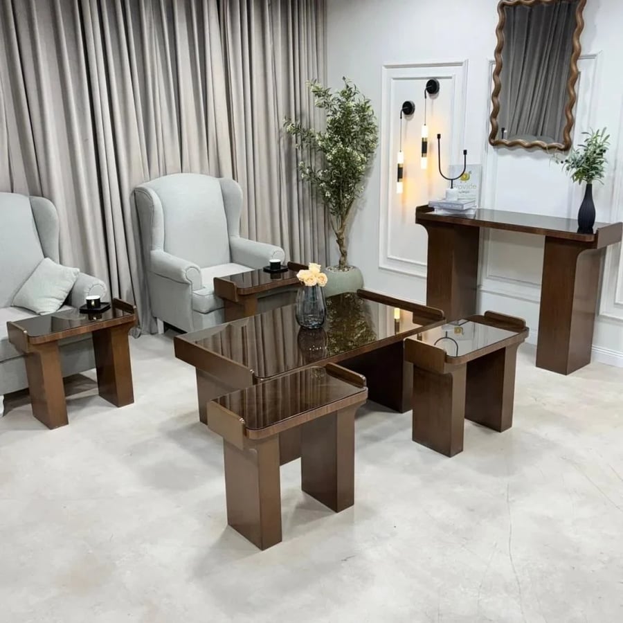 طقم طاولة بـسطح زجاجي مع 4 خدمات kf