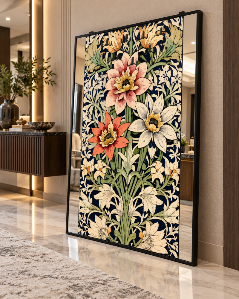 لوحة ديكورية بمرآة وخطافات – تصميم عصري أنيق