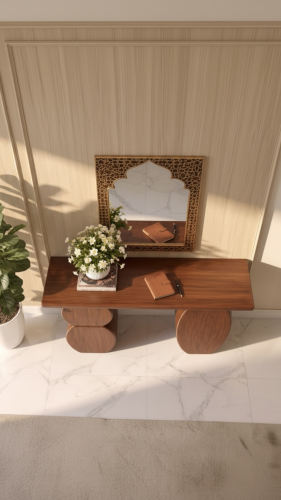 مدخل خشب بني بتصميم عصري وفريد