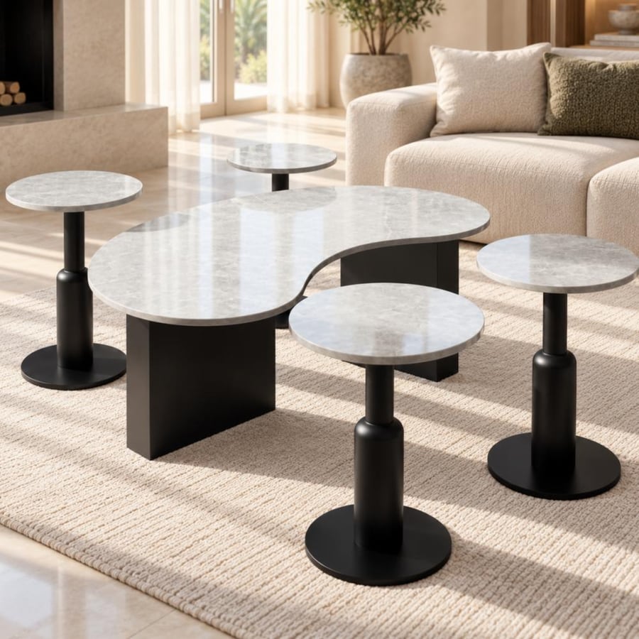 Modern black coffee and serving table set TL