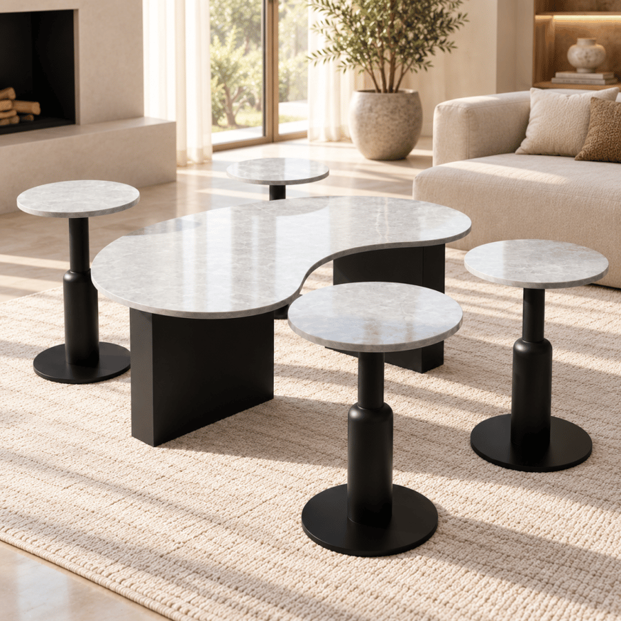 Modern black coffee and serving table set TL