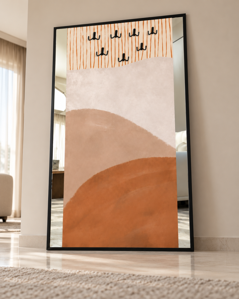 لوحة ديكورية بمرآة وخطافات – تصميم عصري أنيق