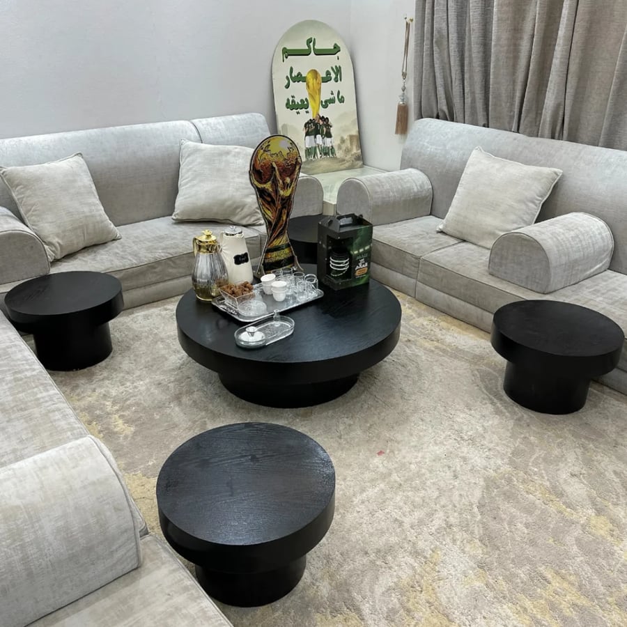 طقم طاولات ارضيه خشب سنديان أسود