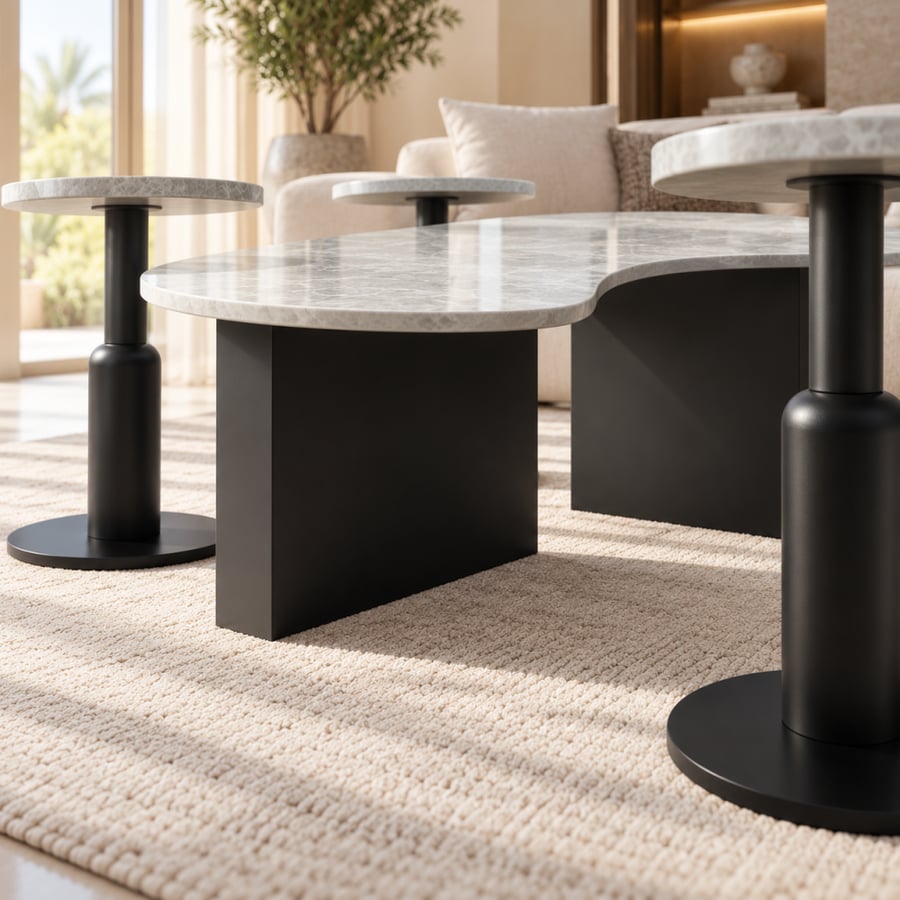 Modern black coffee and serving table set TL