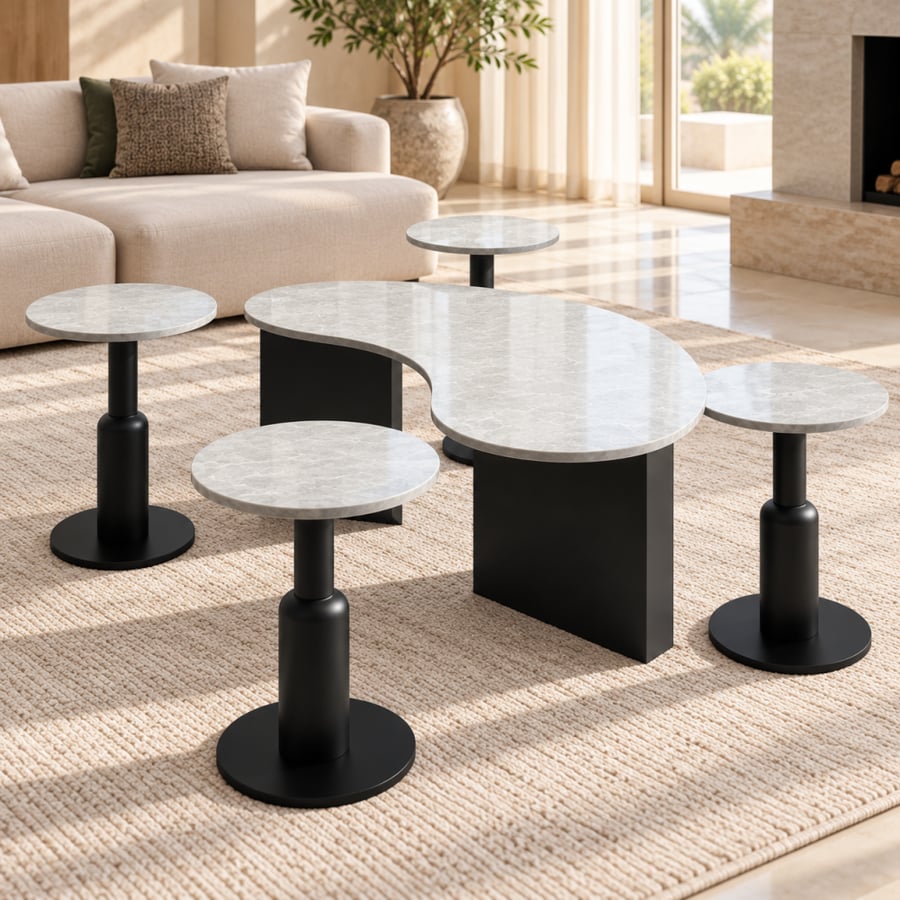 Modern black coffee and serving table set TL