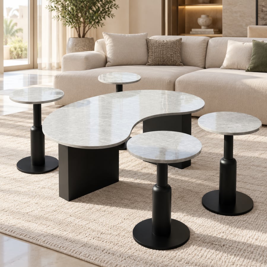 Modern black coffee and serving table set TL