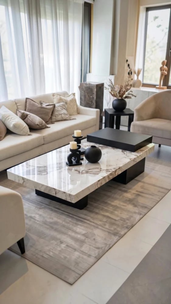 طاولة قهوة مودرن فاخرة بتصميم هندسي عصري sa