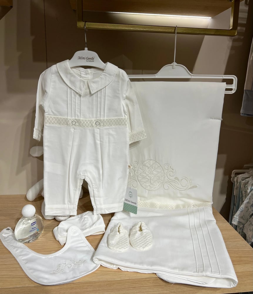 Baby boy set 5 pieces - European style (0-3 months) off-white