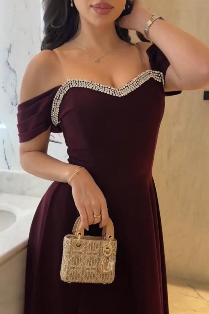 فستان سهره موف غامق & بني