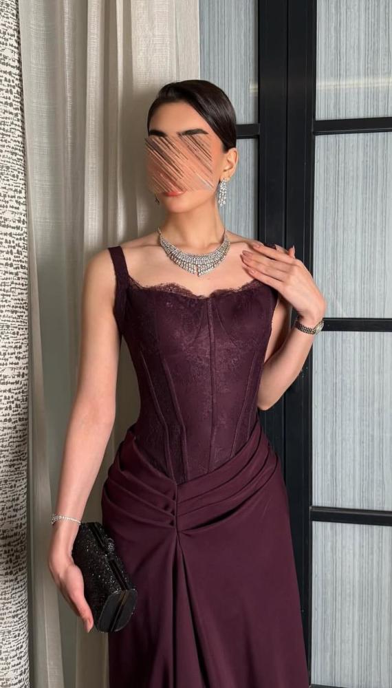 فستان سهره عنابي