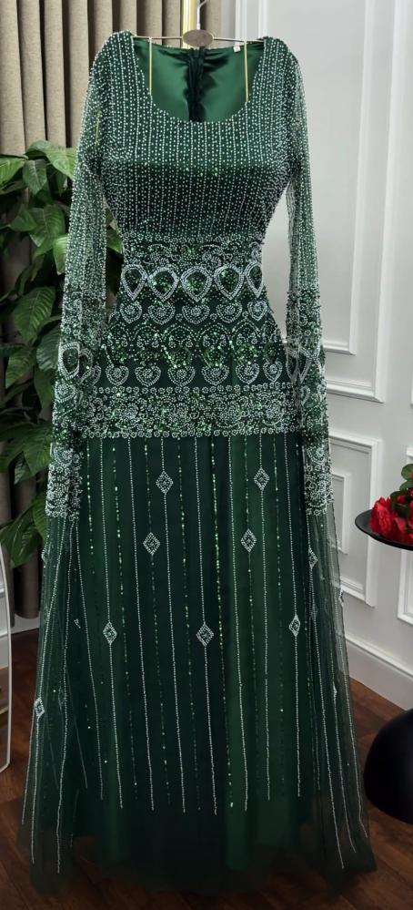 فستان سهره اخضر زيتي