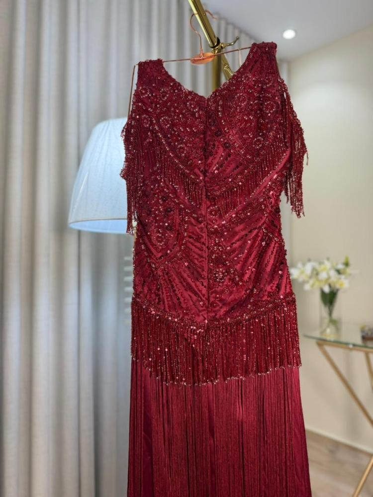 فستان سهره عنابي