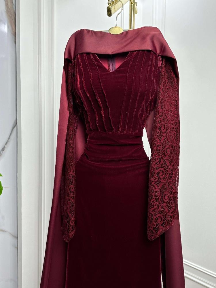 فستان سهره عنابي
