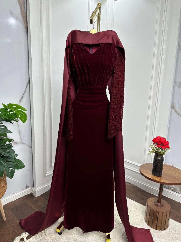 فستان سهره عنابي