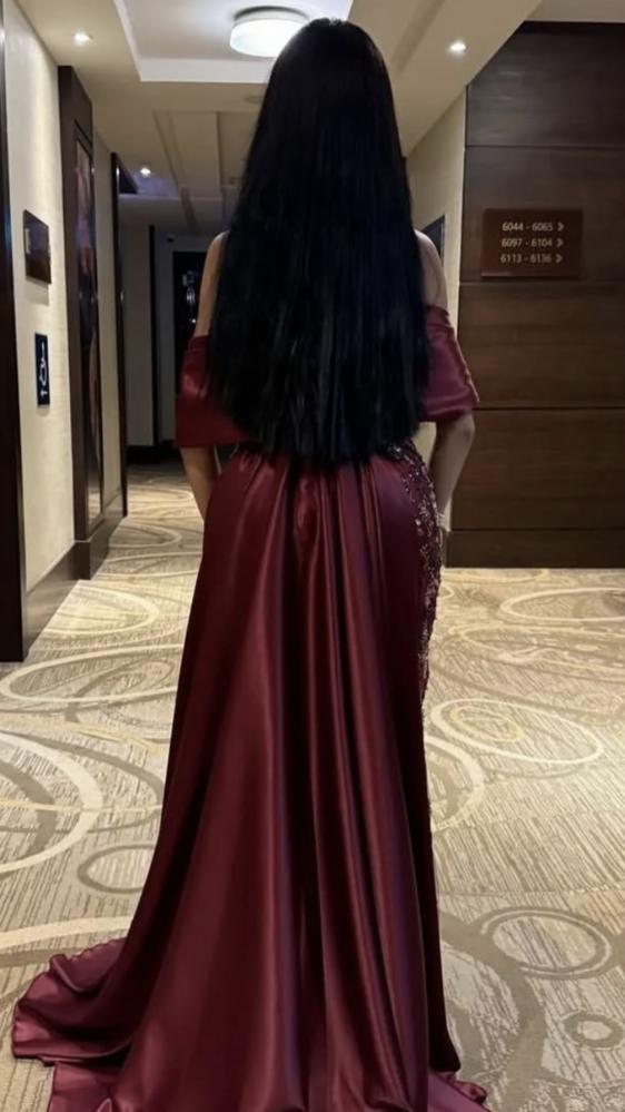 فستان سهره عنابي خرز