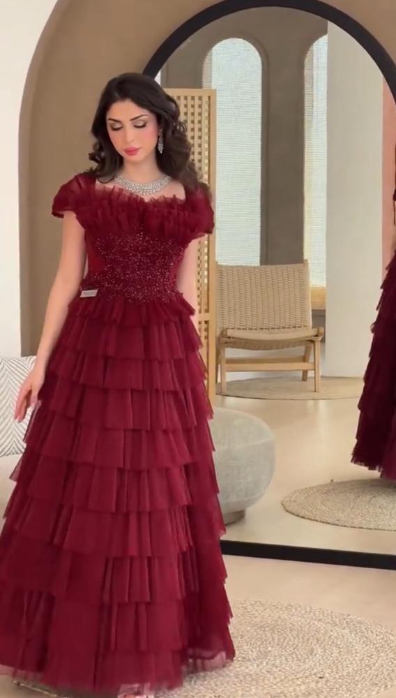 فستان سهره عنابي