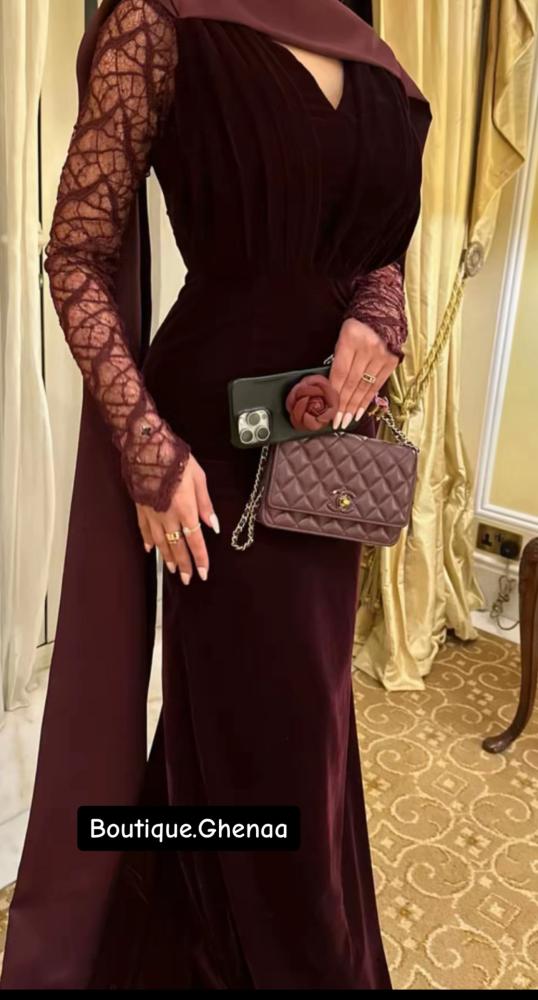 فستان سهره عنابي