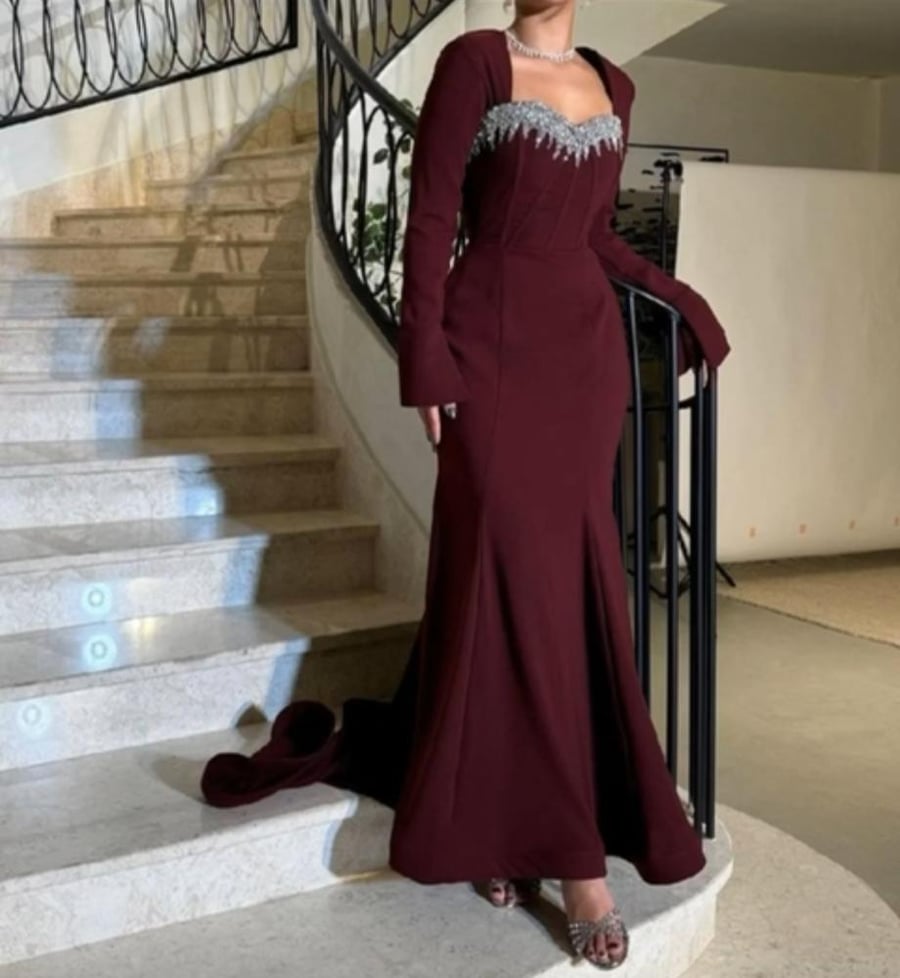 فستان مود سهره عنابي