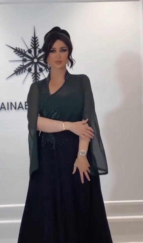 فستان سهره اسود وزيتي فخم