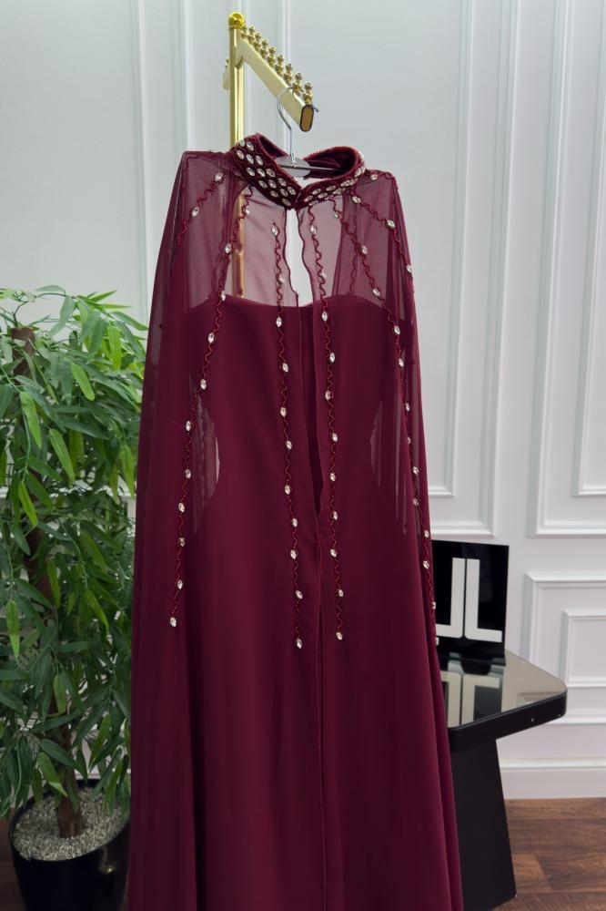 فستان سهره عنابي