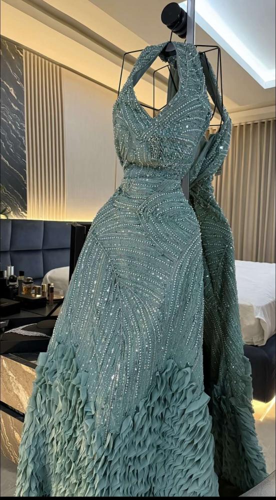 فستان راقية  سهره اخضر تيفاني