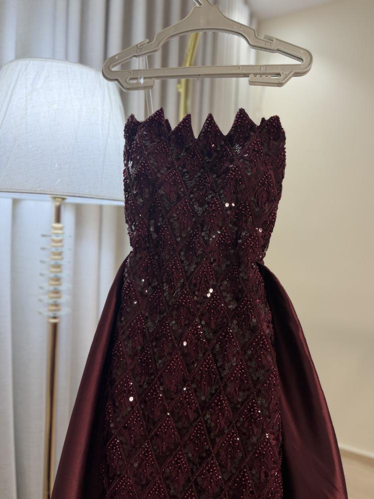 فستان سهره عنابي