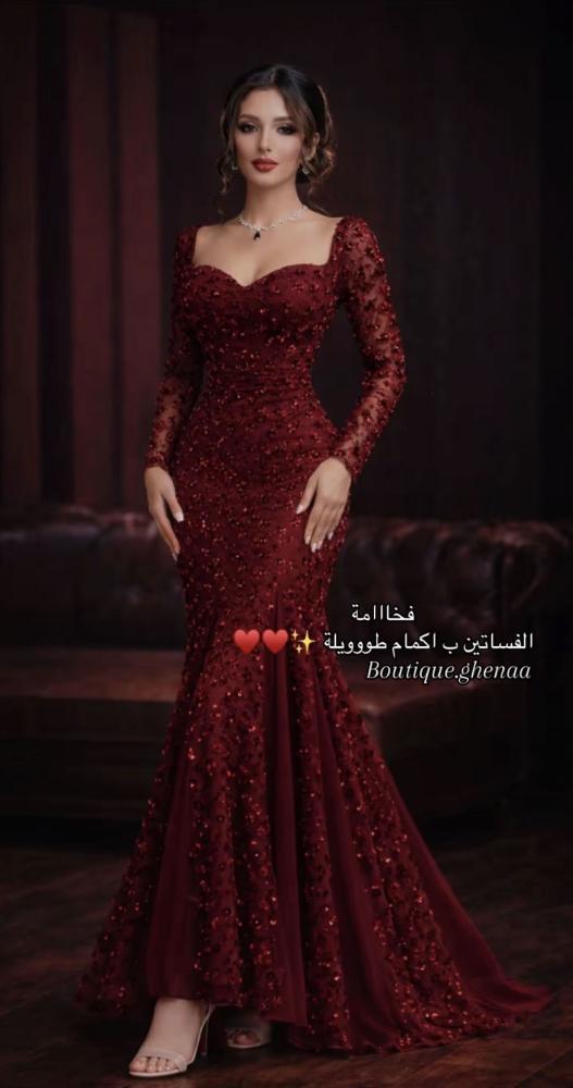 فستان سهره عنابي فخم