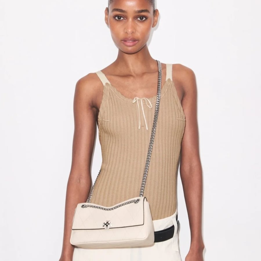 SMALL CHARLIE QUILTED SHOULDER BAG - توري بورش