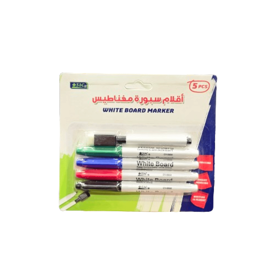 قلم تظليل  بالسبورة البيضاء + ممحاة 4 الوان مختلفة
