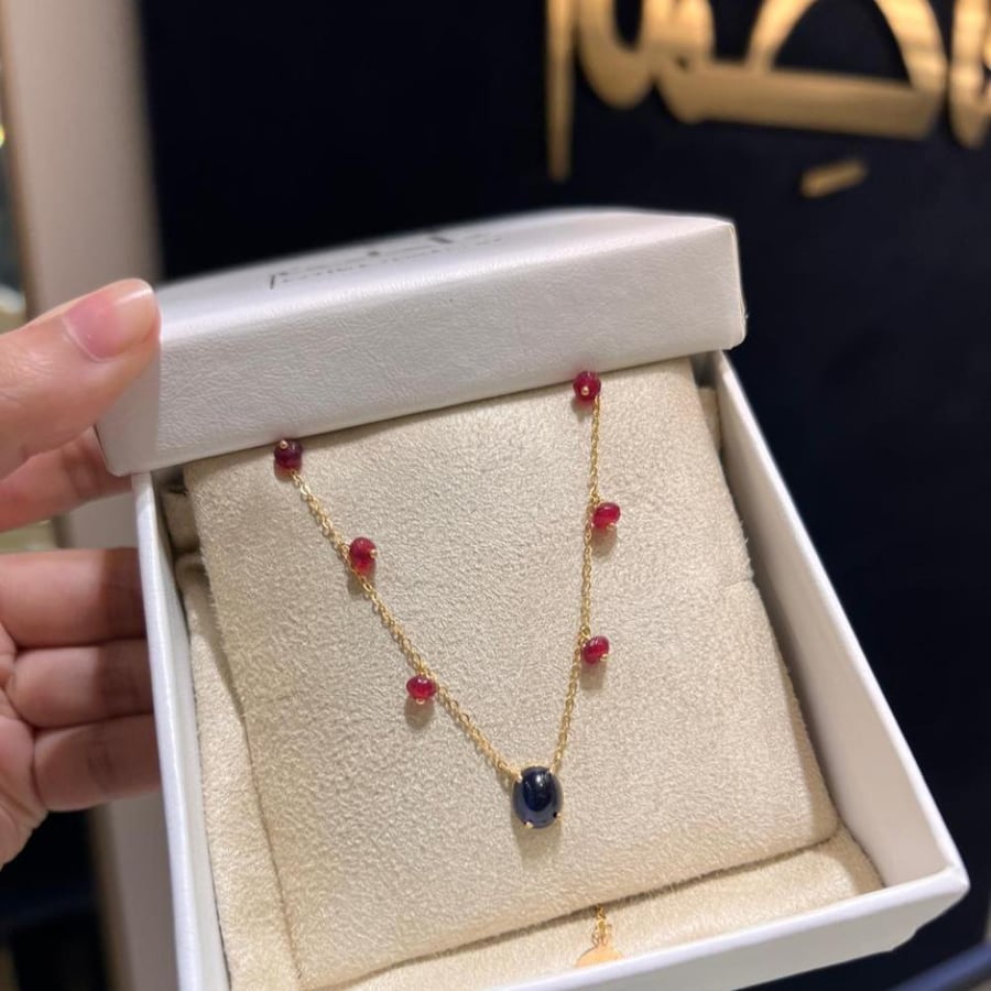 عقد احجار كريمة مع ذهب عيار18