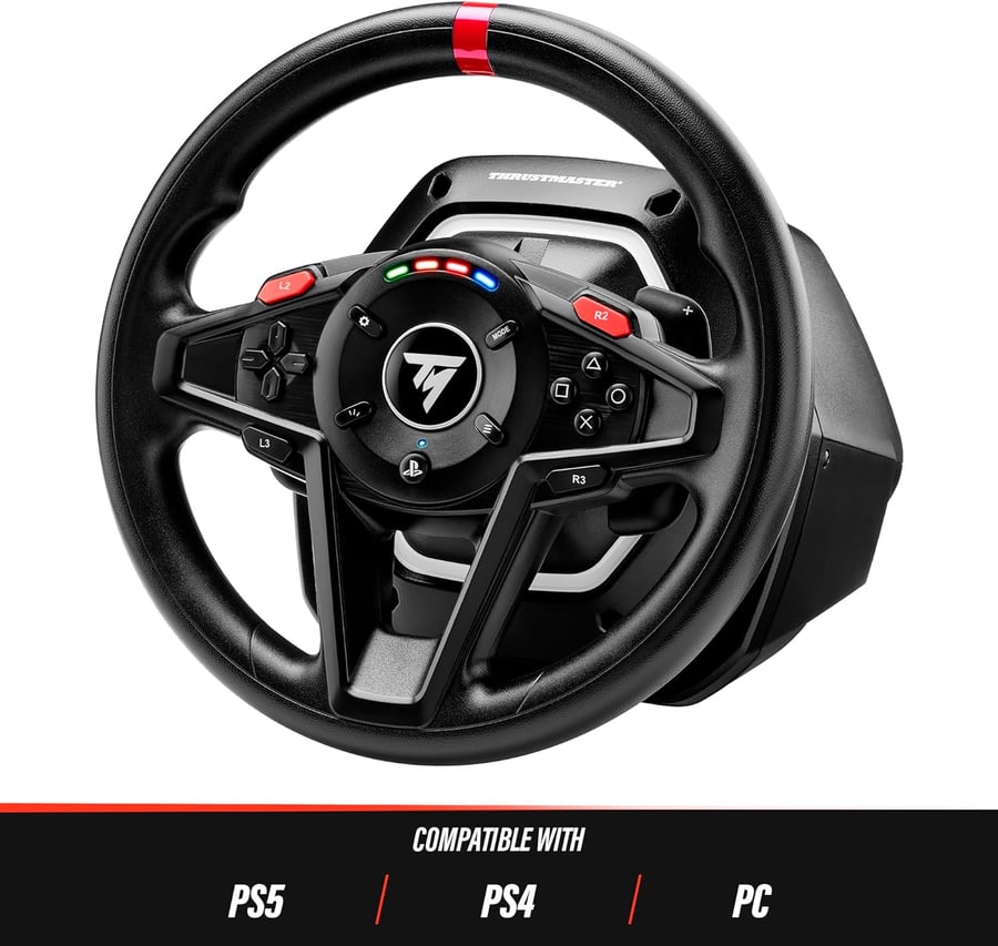 عجلة سباق Thrustmaster T128 Force Feedback مع دواسات مغناطيسية لجهاز PS5 PS4 والكمبيوتر الشخصي