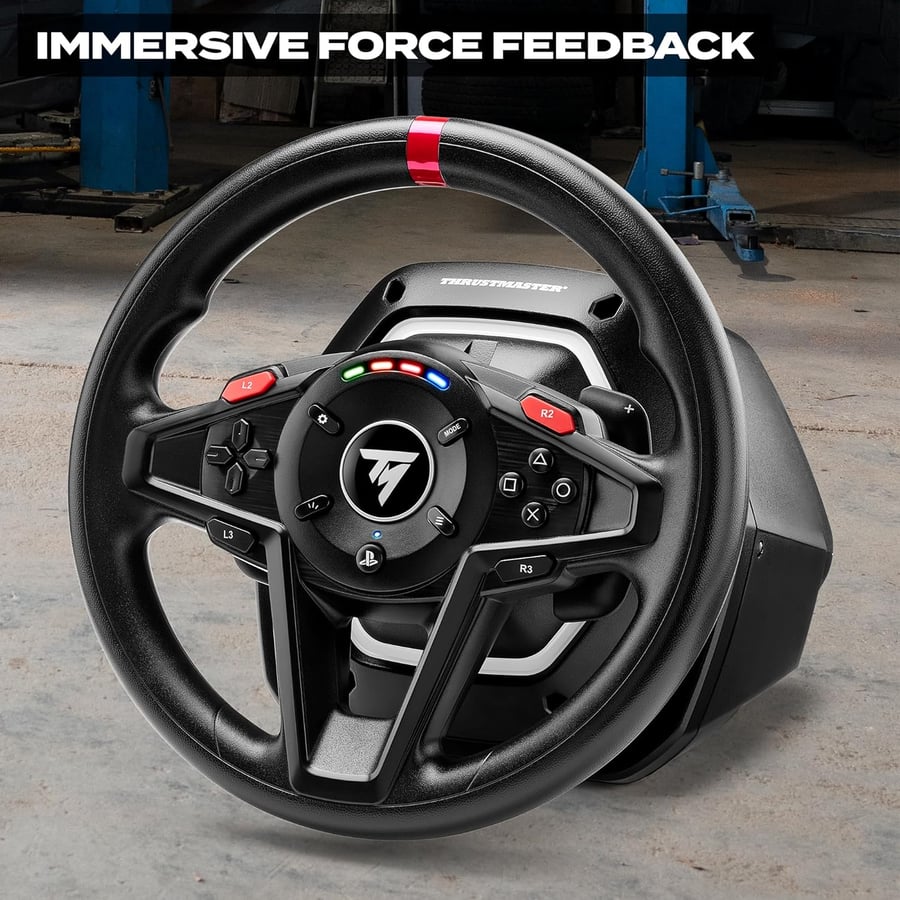 عجلة سباق Thrustmaster T128 Force Feedback مع دواسات مغناطيسية لجهاز PS5 PS4 والكمبيوتر الشخصي