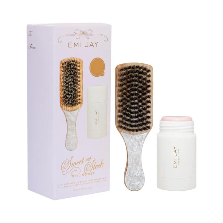 Emi Jay Sweet and Sleek Styling Set with Angelstick and Mini Boar Bristle Brush in Snow Sugar