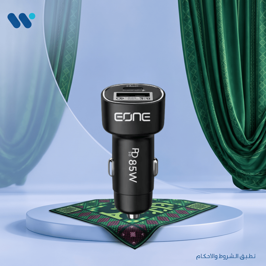 شاحن سيارة EONE بقوة 85 واط – منفذا USB-C وUSB-A