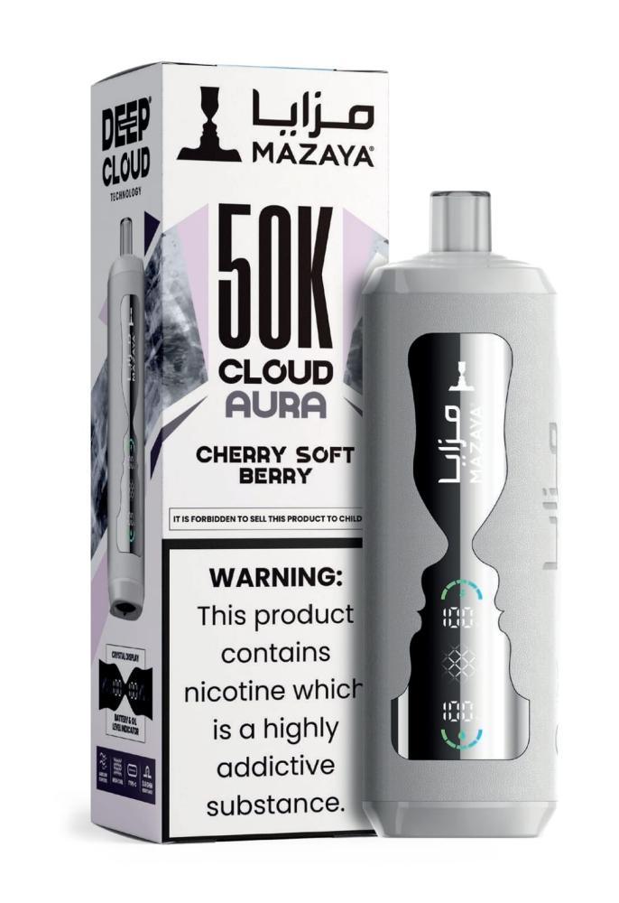 سحبة مزايا كلاود اورا 50 الف كرز توت سوفت mazaya cloud aura 50k puffs