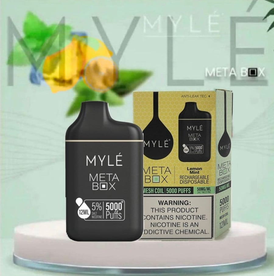 سحبة مايلي 5000 موشة بطعم مكس الليمون ونعناع MYLE 5000 PUFFS META BOX