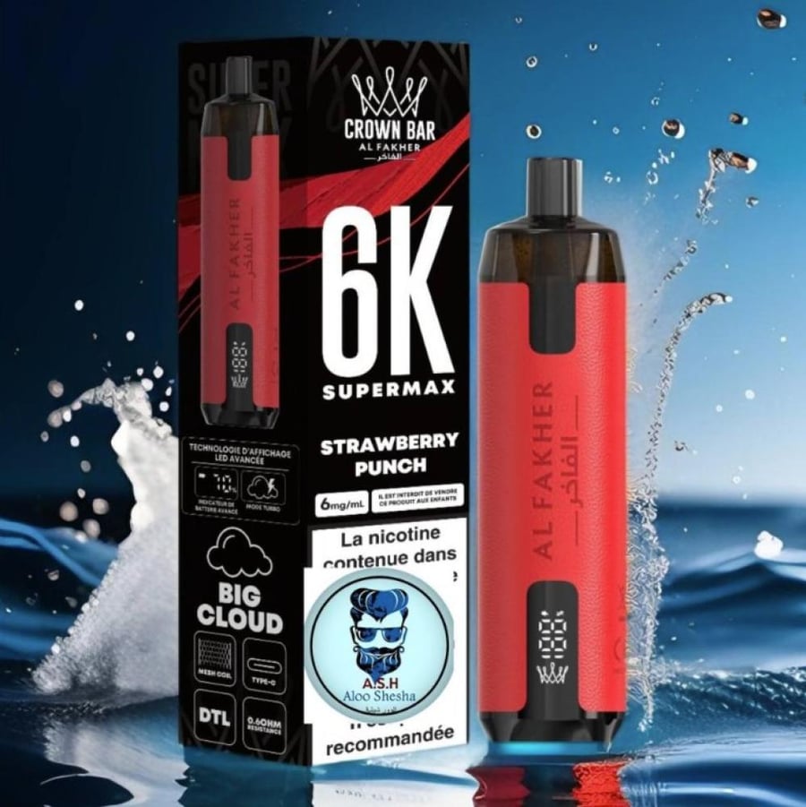 سحبة الفاخر كراون بار 6000 موشة كوكتيل فراولة AL FAKHER CROWN BAR 6000