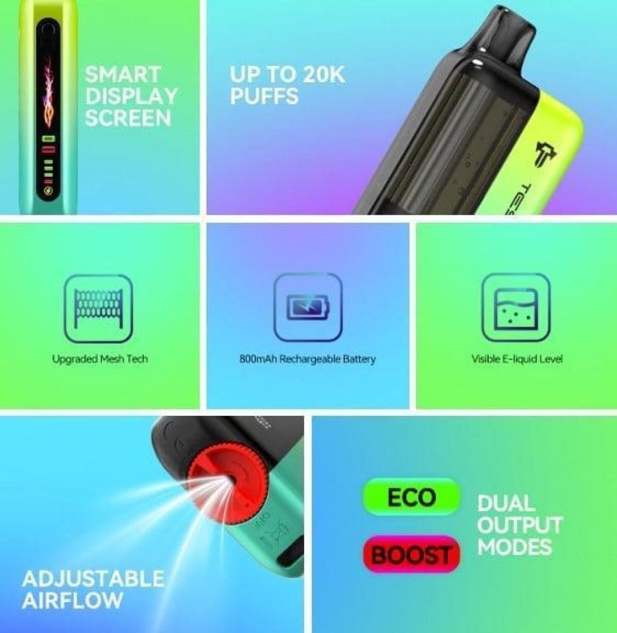 سحبة تسلا بار اكس تي 20 الف موشة باشن فروت TESLA BAR XT 20000 PUFFS PA