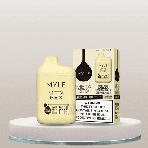 سحبة مايلي 5000 موشة بطعم فانيلا MYLE 5000 PUFFS META BOX DISPOSABLE D