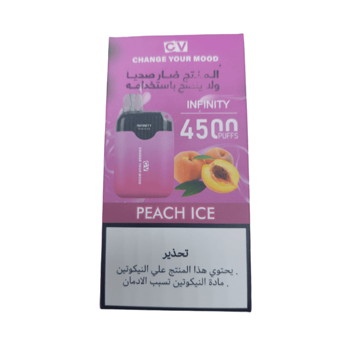 سحبة Cv جاهزة بنكهة خوخ ايس 4500 موشة-CV INFINTY PEACH ICE 4500 PUFFS